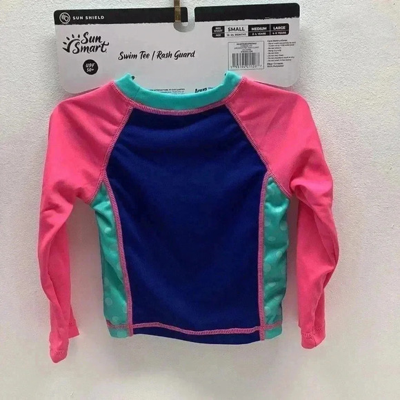 Sun Smart Size 2-4 Yrs Surf's Up Swim Tee Rash Guard UPF 50 + & Arm Floats New - Picture 3 of 6